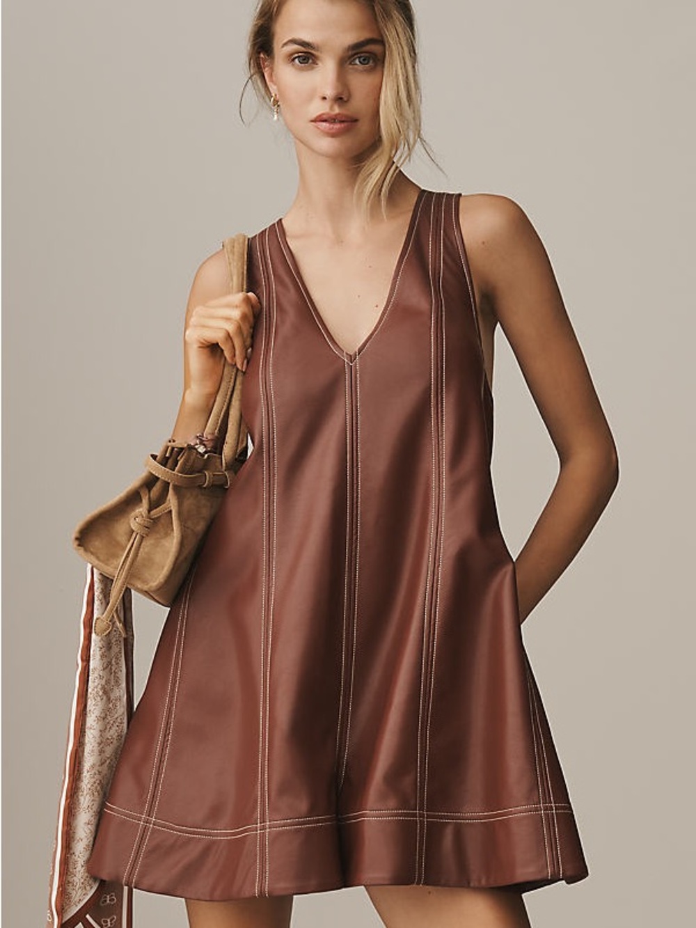 NWT Maeve Burgundy Faux Leather Sleeveless Romper